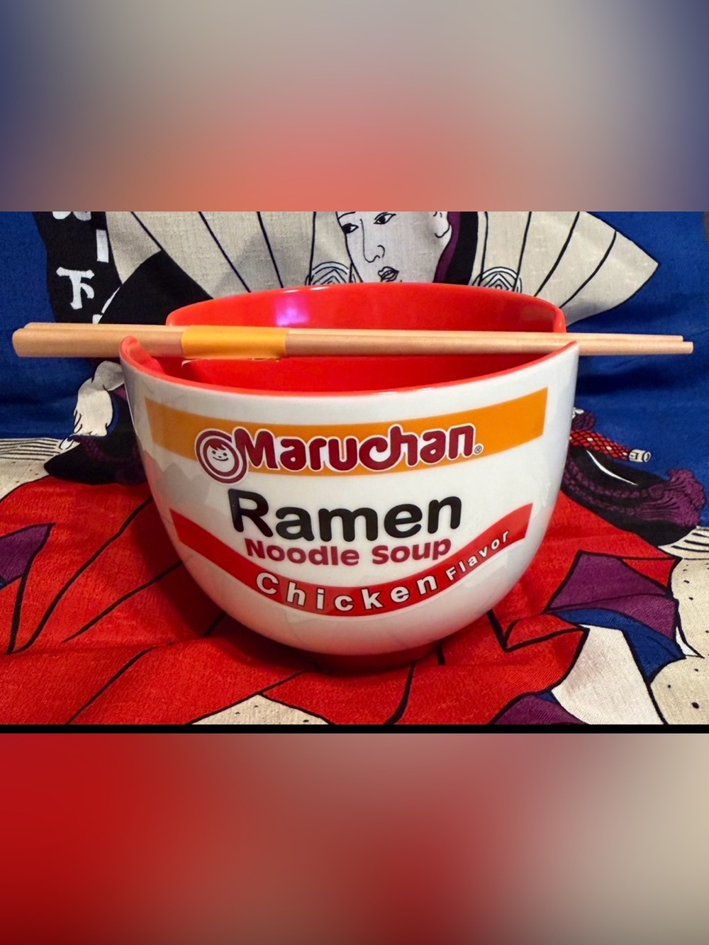 Maruchan Ramen Noodle Chicken Soup Bowl with Chopsticks By Mad Engine